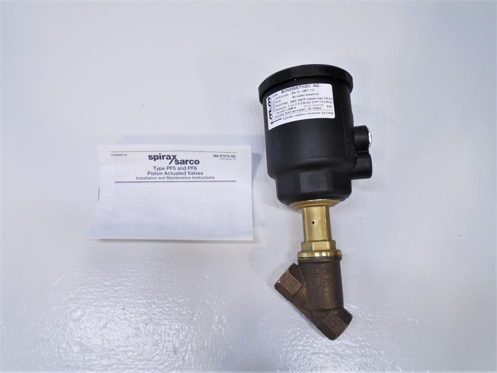 Spirax Sarco M&M 1/2" NPT Piston Actuated Valve, Brass, BCN205STW0V-NC